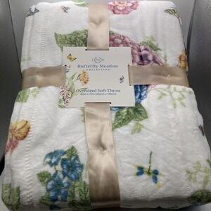 Lenox Butterfly Meadow Hydrangea Oversized Soft Throw Blanket 60x70 New